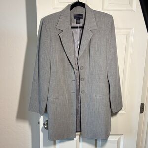 Laura Scott Light Gray Women's Long Blazer